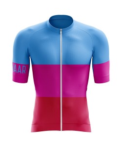 Winaar Pink Wielershirt korte mouw - Dames - Blauw-Roze-Rood