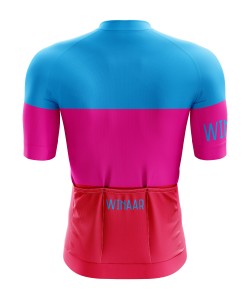 Winaar Pink Wielershirt korte mouw - Heren - Blauw-Roze-Rood