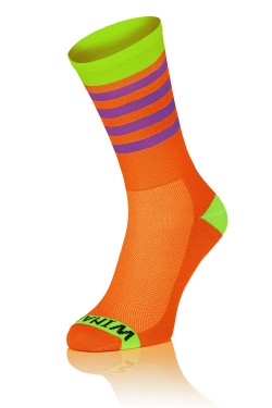 Winaar Fietssokken OGV stripes - Oranje/Groen Met Paarse Strepen